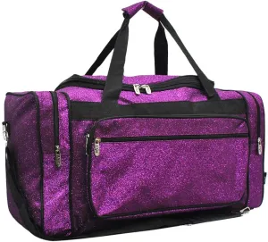 NGIL Glitter Canvas 20" inch Weekender Overnight Travel Carry-On Luggage Sports Gym Duffle Bag for Women (Purple Glitter)