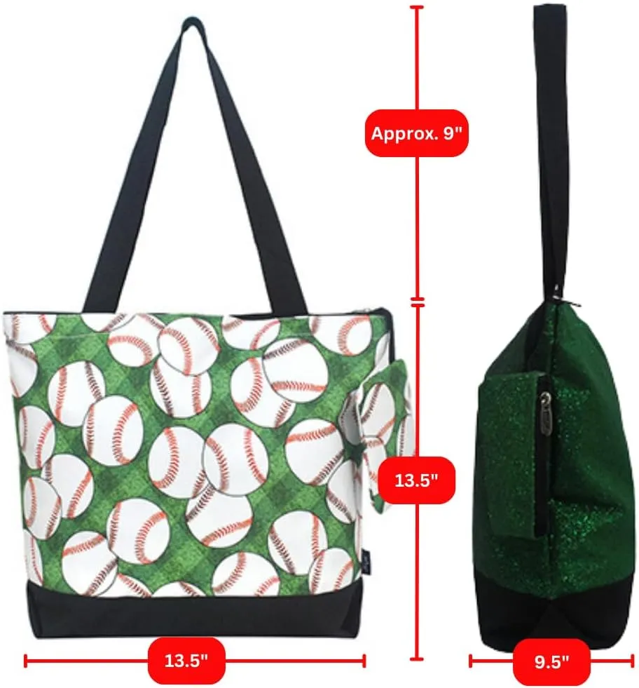 NGIL Medium Top Zipper Closure Canvas Tote Bag with Attached Matching Coin Purse For Moms and Nurses