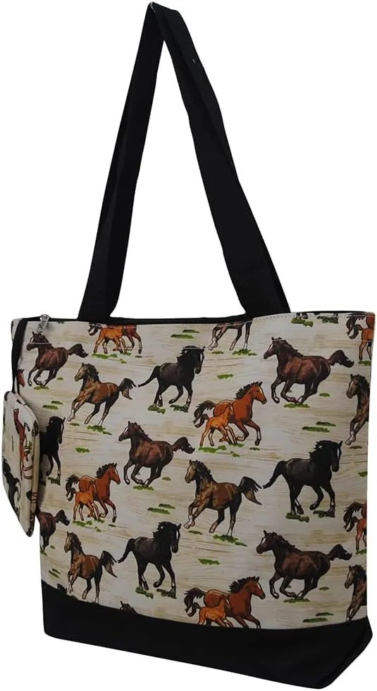 NGIL Medium Top Zipper Closure Canvas Tote Bag with Attached Matching Coin Purse For Moms and Nurses