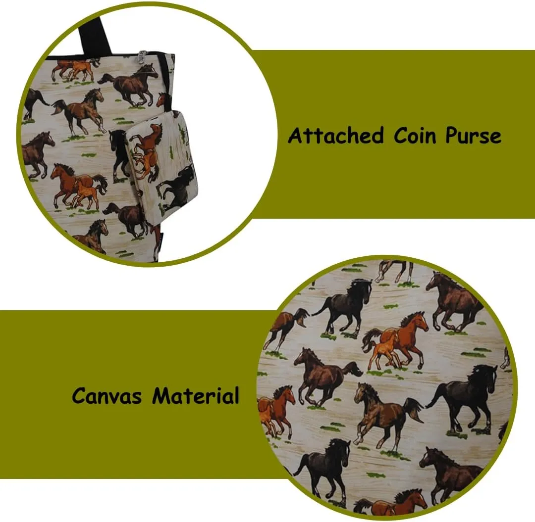 NGIL Medium Top Zipper Closure Canvas Tote Bag with Attached Matching Coin Purse For Moms and Nurses