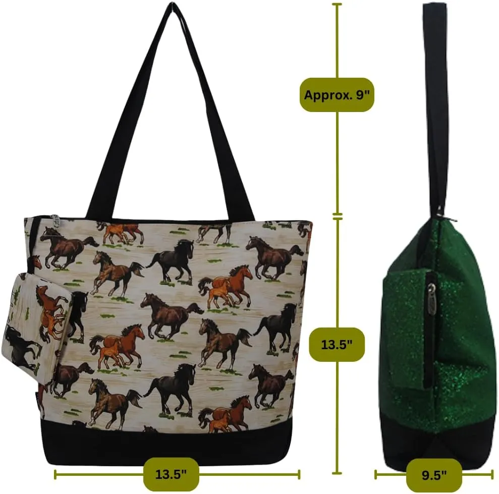 NGIL Medium Top Zipper Closure Canvas Tote Bag with Attached Matching Coin Purse For Moms and Nurses