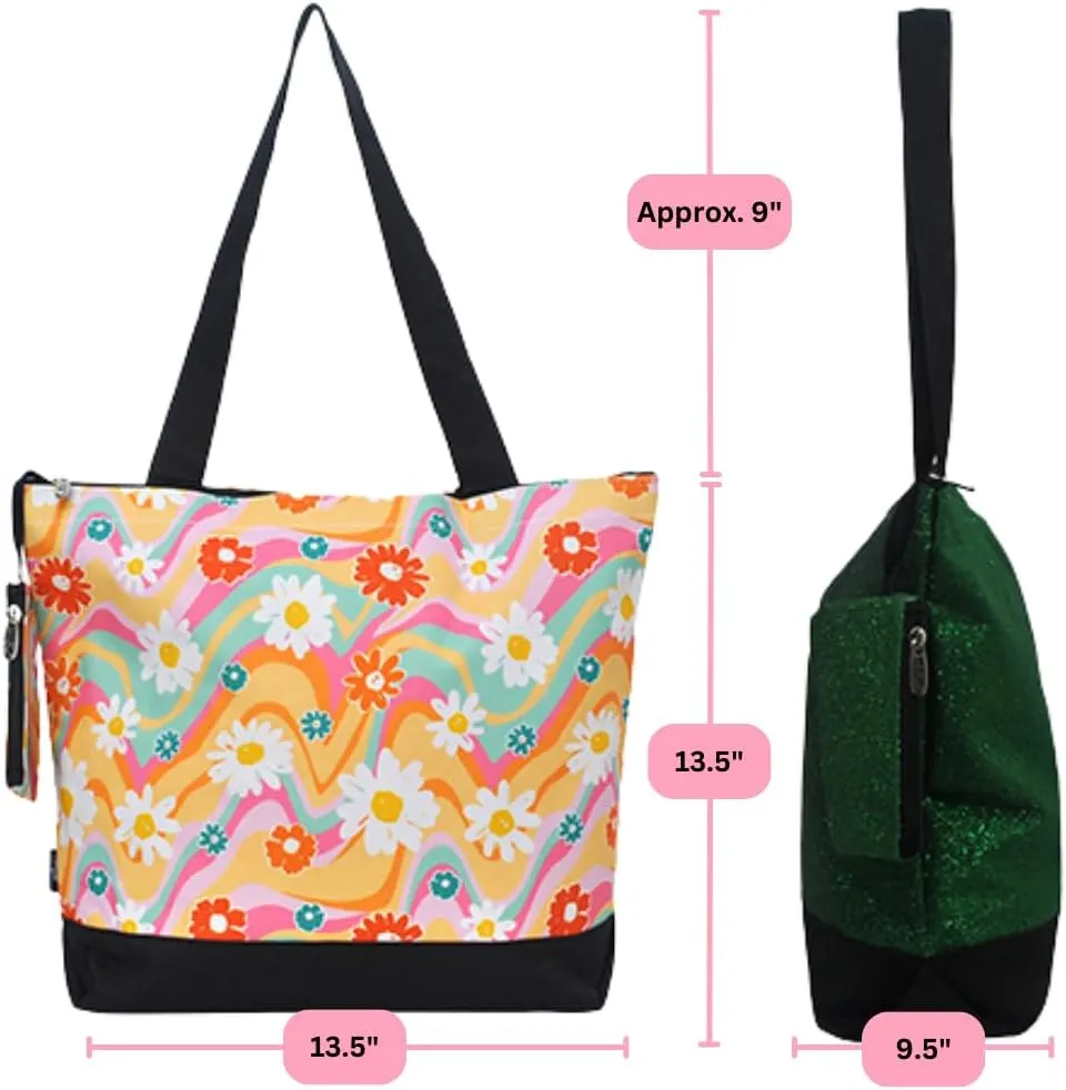 NGIL Medium Top Zipper Closure Canvas Tote Bag with Attached Matching Coin Purse For Moms and Nurses