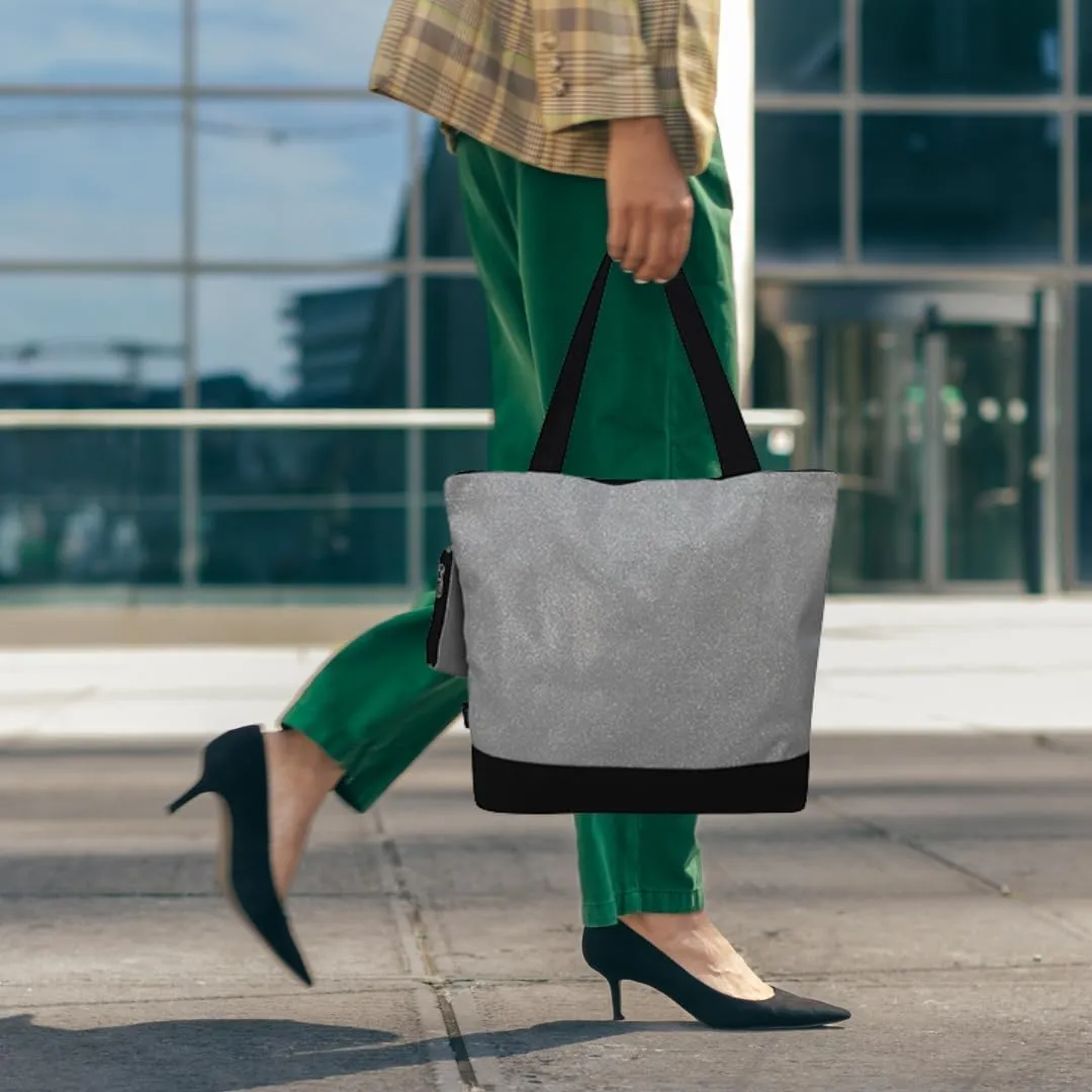 NGIL Medium Top Zipper Closure Canvas Tote Bag with Attached Matching Coin Purse For Moms and Nurses