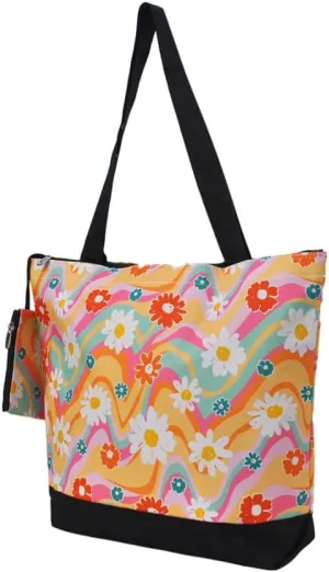 NGIL Medium Top Zipper Closure Canvas Tote Bag with Attached Matching Coin Purse For Moms and Nurses