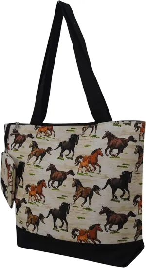 NGIL Medium Top Zipper Closure Canvas Tote Bag with Attached Matching Coin Purse For Moms and Nurses