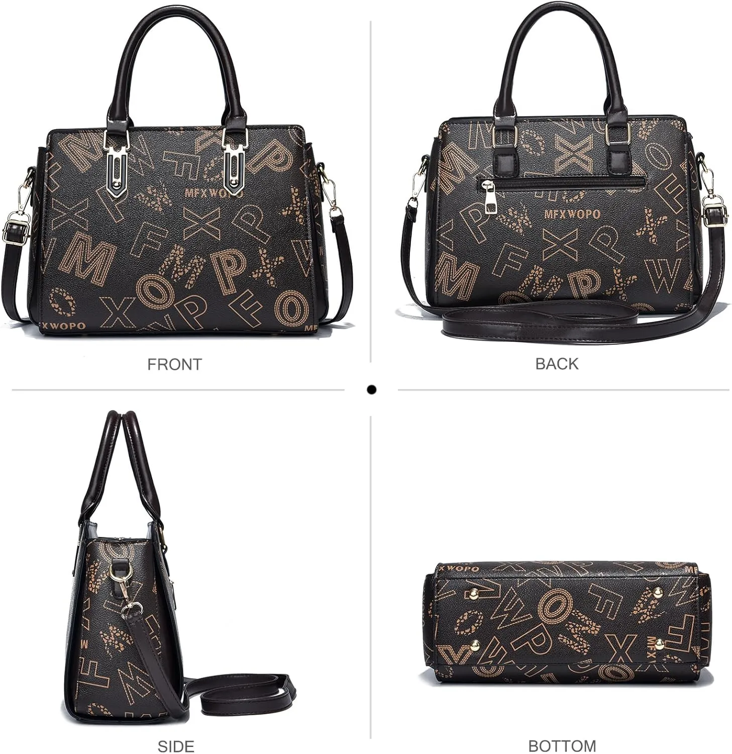 NICOLE & DORIS Printed Handbags for Women Tote Bag Medium Top Handle Bag PU Leather Handbag and Purse Set
