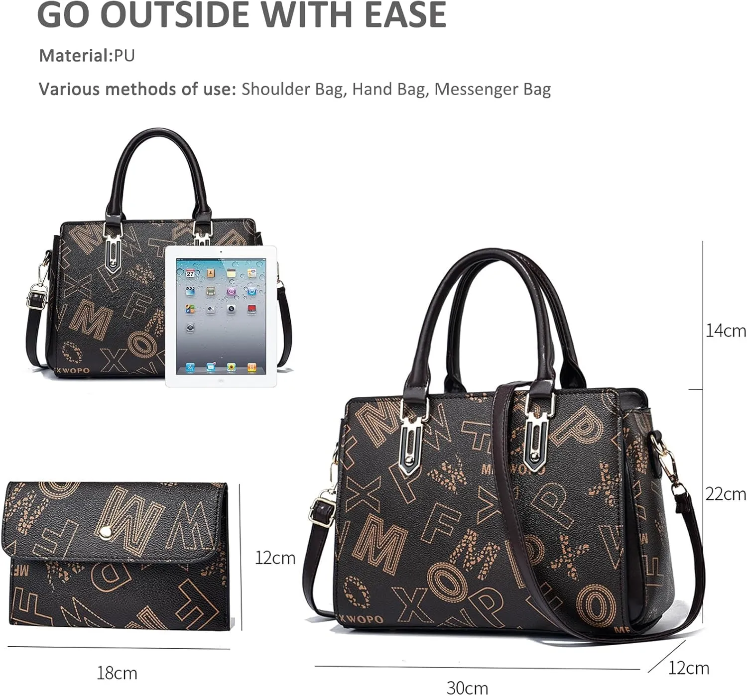 NICOLE & DORIS Printed Handbags for Women Tote Bag Medium Top Handle Bag PU Leather Handbag and Purse Set