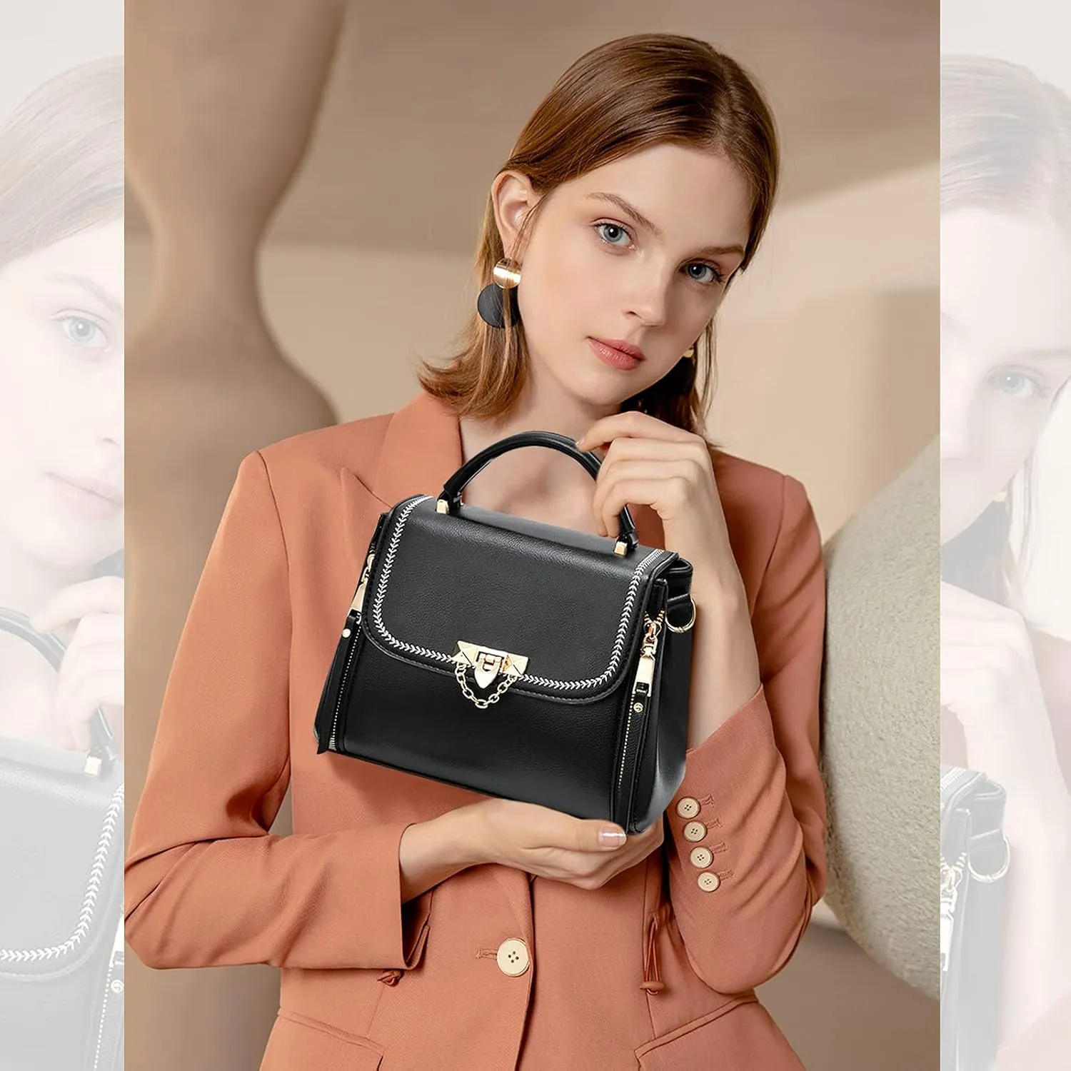 NICOLE & DORIS Small Handbags for Women Crossbody Bag Ladies Shoulder Bags PU Leather Top Handle Bags