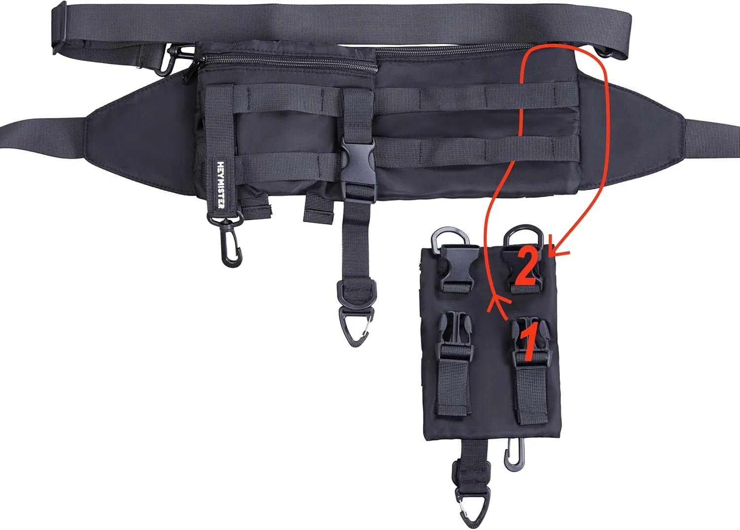 Niepce Inc Streetwear Techwear Waist Bag for Men (Black1, One Size)