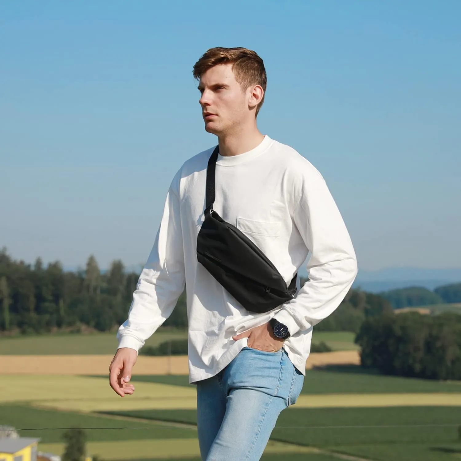 NIID-R0 Leisure Sling bag Shoulder Backpack Waterproof Quickly Removable Lightweight Chest bag Casual Crossbody Bag For Men ，Suitable For Hiking And Cycling