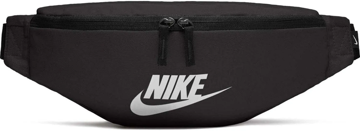 NIKE unisex-adult Heritage Hip Pack Bag , Black/Black/White, Misc