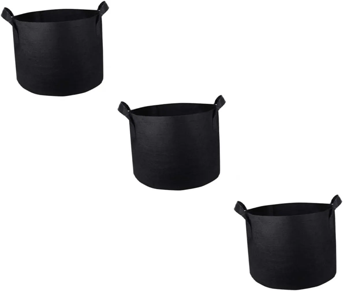 Non-Woven Planting Bags Round Bucket Design 3 Pack Grow Bags Insulated Planting Pouches