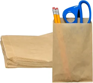 Novel Box 100 Pack Plain Kraft Print Flat Merchandise Bags 6x9 Inches - Stylish Bag for Birthday Gifts - Bulk Paper Storage Bags for Goody, Shopping, Wedding Anniversary & Special Occasions