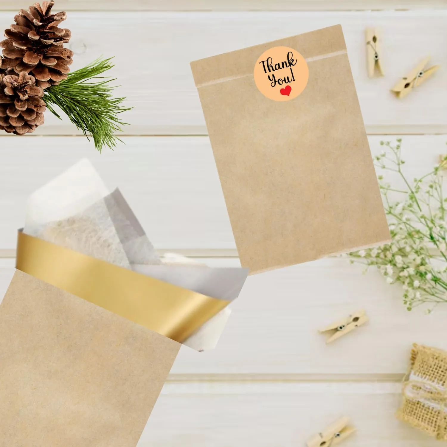 Novel Box 100 Pack Plain Kraft Print Flat Merchandise Bags 6x9 Inches - Stylish Bag for Birthday Gifts - Bulk Paper Storage Bags for Goody, Shopping, Wedding Anniversary & Special Occasions