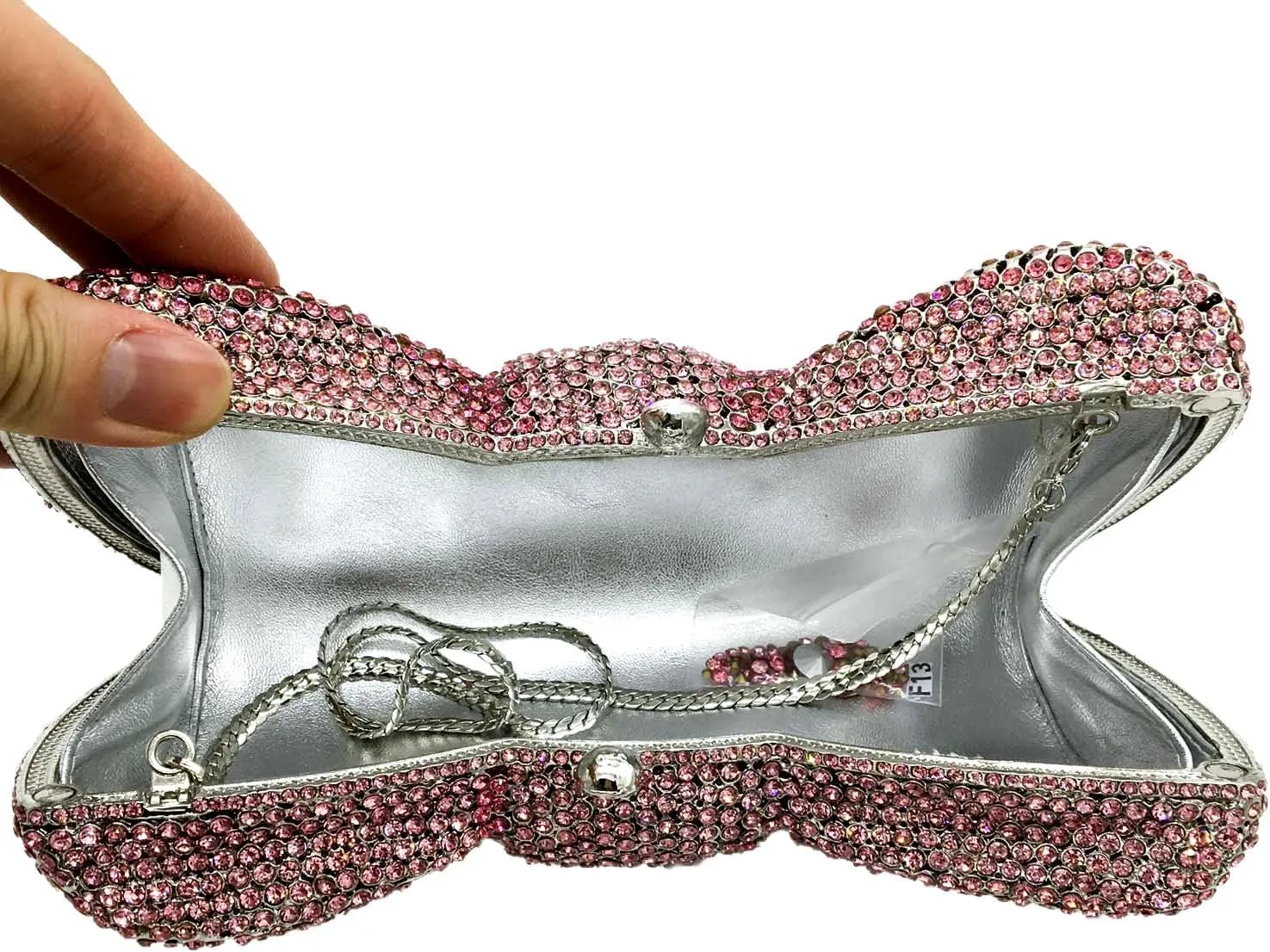 Novelty Bow Crystal Clutch Bag Women Designer Evening Handbags Bridal Party Rhinestone Clutch Purse Prom Bag,Small