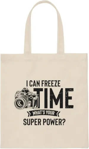 Novelty What's Your Superpower Cameraman Photography Lover Hilarious Photographers Photojournalist Photo Fan Canvas Tote Bag