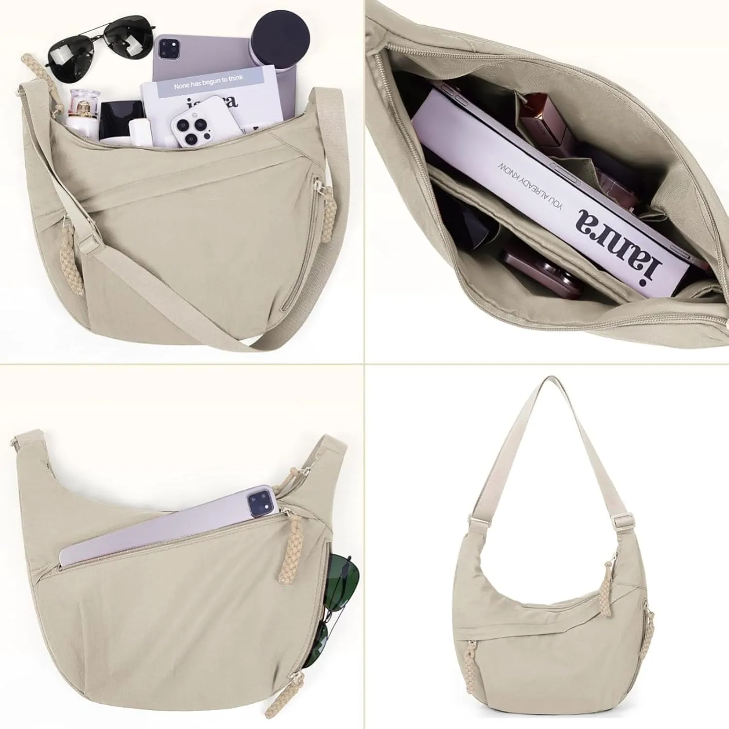 Nylon Crossbody Bags for Women,Designaten Crescent Crossbody Bag