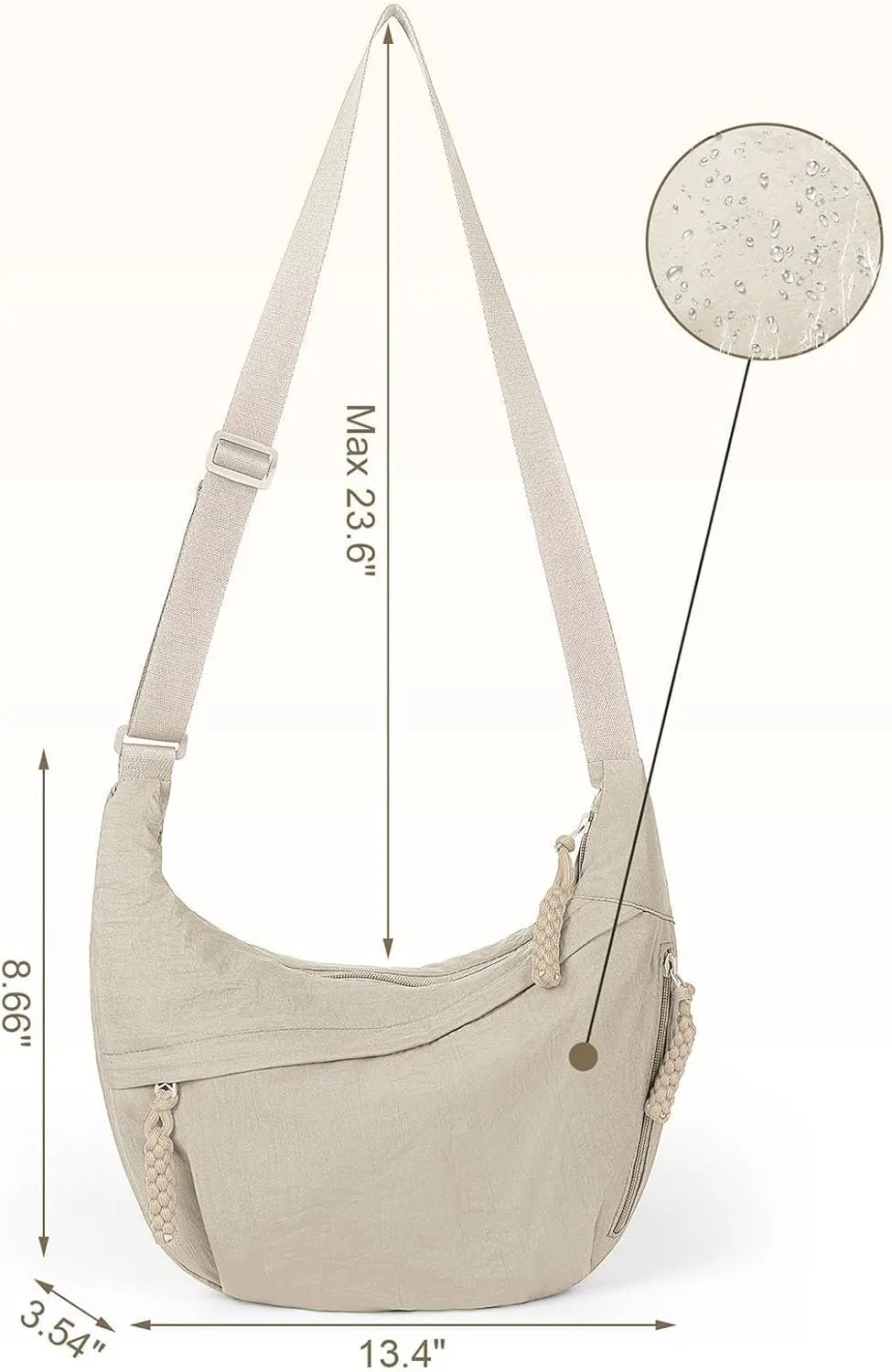 Nylon Crossbody Bags for Women,Designaten Crescent Crossbody Bag