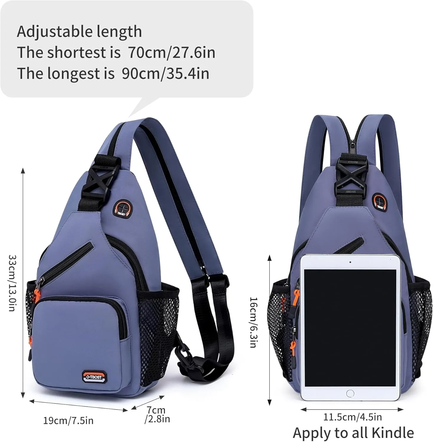 O-TBOST Travel Small Sling Bag Crossbody Bags for Women Men Casual Backpack Cross Body Pack Daypack for Hiking and Biking (blue)