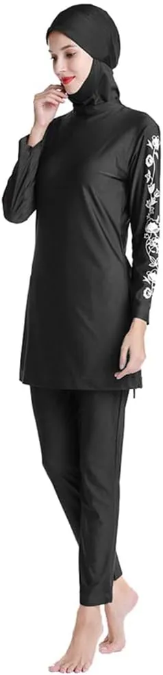 OBEEII Womens Muslim Swimsuits Full Coverage Long Sleeve Swimwear Burkini Hijab Bathing Suit