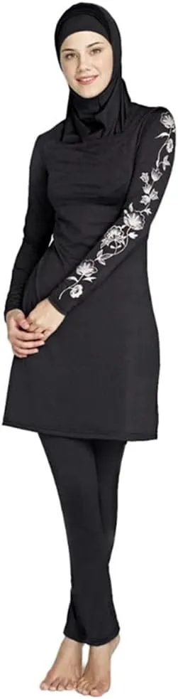 OBEEII Womens Muslim Swimsuits Full Coverage Long Sleeve Swimwear Burkini Hijab Bathing Suit