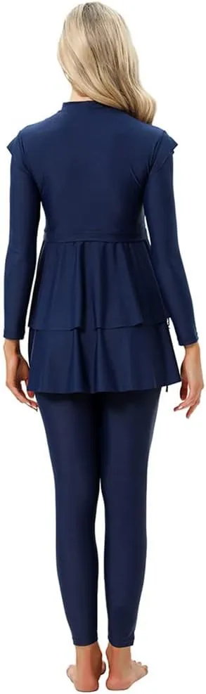 OBEEII Womens Muslim Swimsuits Full Coverage Long Sleeve Swimwear Burkini Hijab Bathing Suit