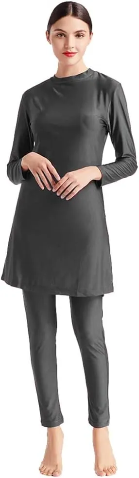 OBEEII Womens Muslim Swimsuits Full Coverage Long Sleeve Swimwear Burkini Hijab Bathing Suit