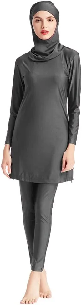 OBEEII Womens Muslim Swimsuits Full Coverage Long Sleeve Swimwear Burkini Hijab Bathing Suit