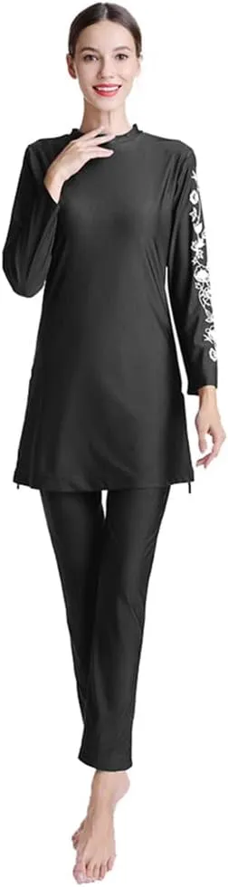 OBEEII Womens Muslim Swimsuits Full Coverage Long Sleeve Swimwear Burkini Hijab Bathing Suit