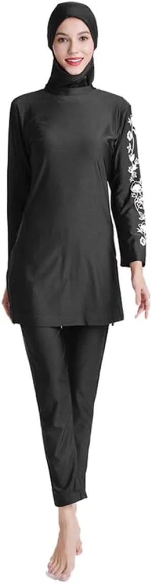 OBEEII Womens Muslim Swimsuits Full Coverage Long Sleeve Swimwear Burkini Hijab Bathing Suit