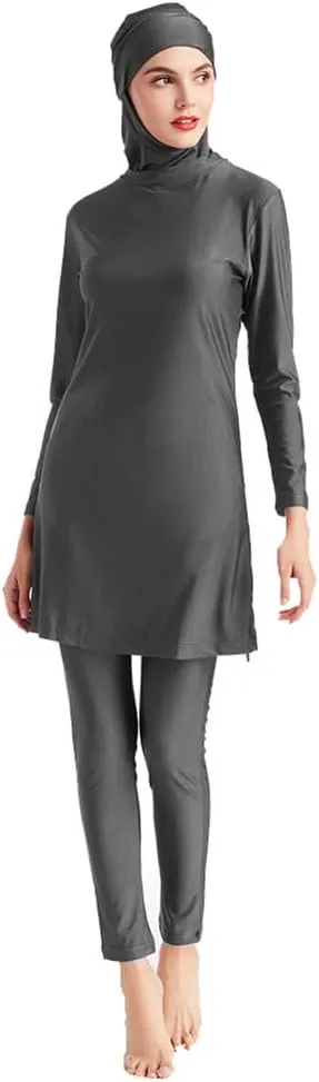 OBEEII Womens Muslim Swimsuits Full Coverage Long Sleeve Swimwear Burkini Hijab Bathing Suit