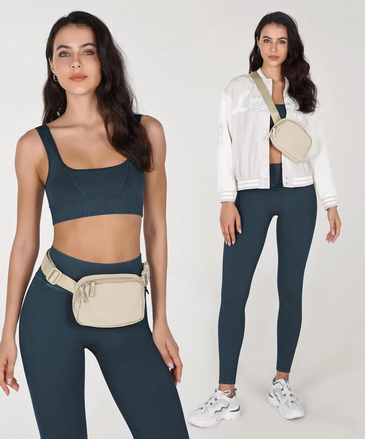 ODODOS Unisex Mini Belt Bag with Adjustable Strap Small Fanny Pack for Workout Running Traveling Hiking, Beige