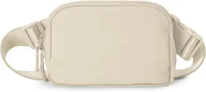 ODODOS Unisex Mini Belt Bag with Adjustable Strap Small Fanny Pack for Workout Running Traveling Hiking, Beige
