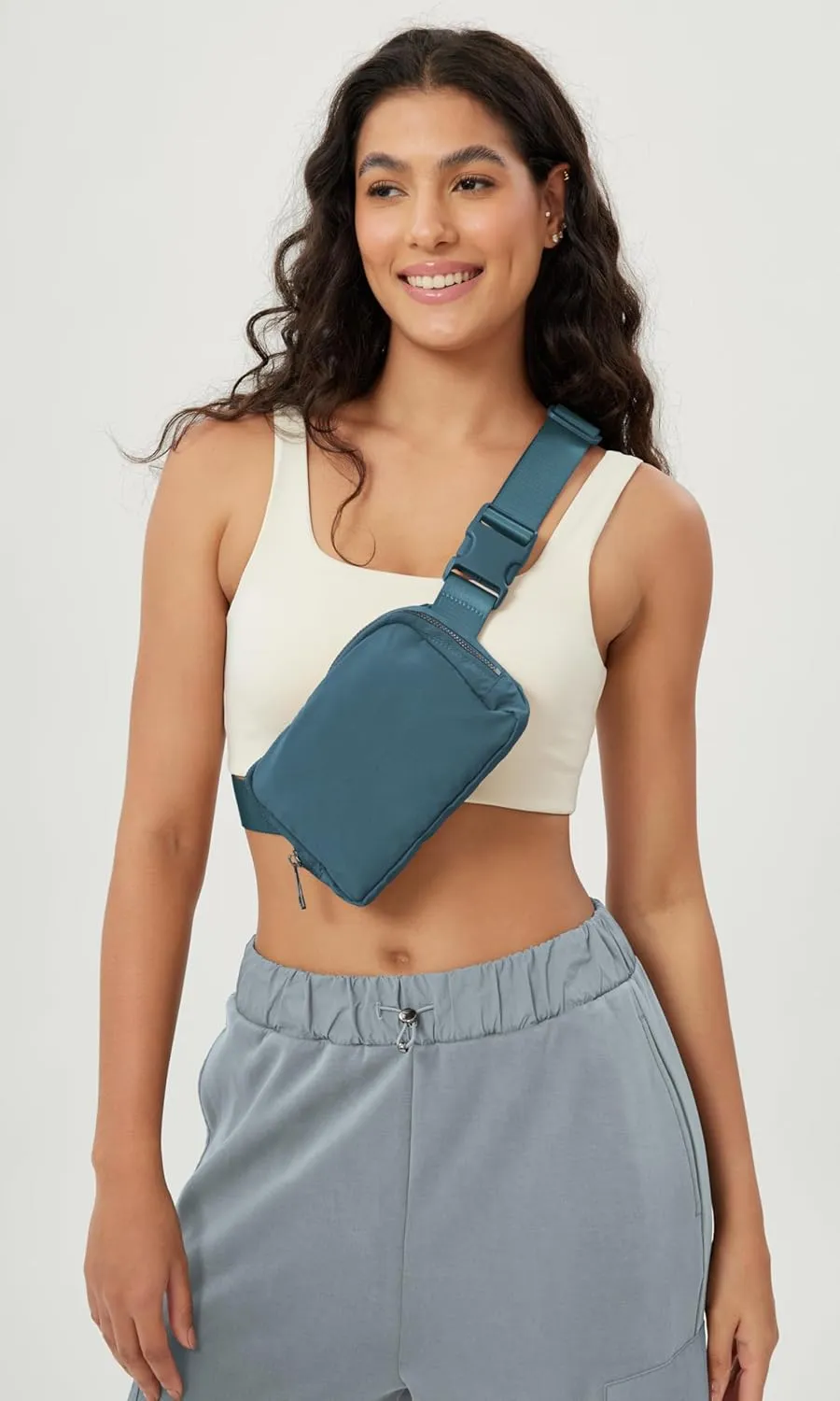 ODODOS Unisex Mini Belt Bag with Adjustable Strap Small Fanny Pack for Workout Running Traveling Hiking, Blue