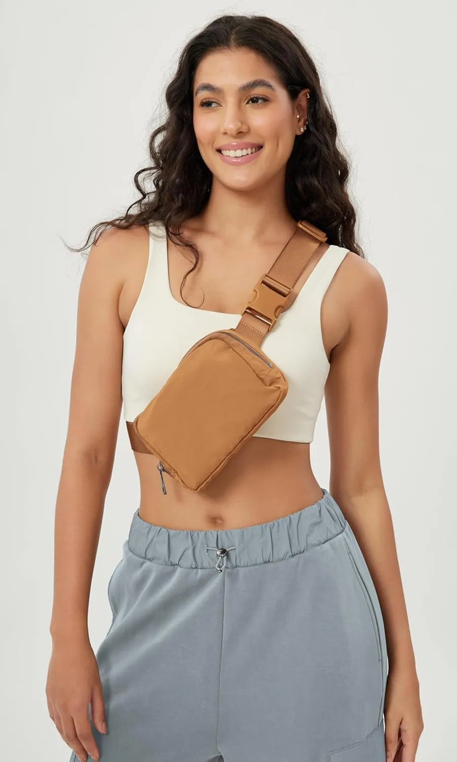 ODODOS Unisex Mini Belt Bag with Adjustable Strap Small Fanny Pack for Workout Running Traveling Hiking, Bronze
