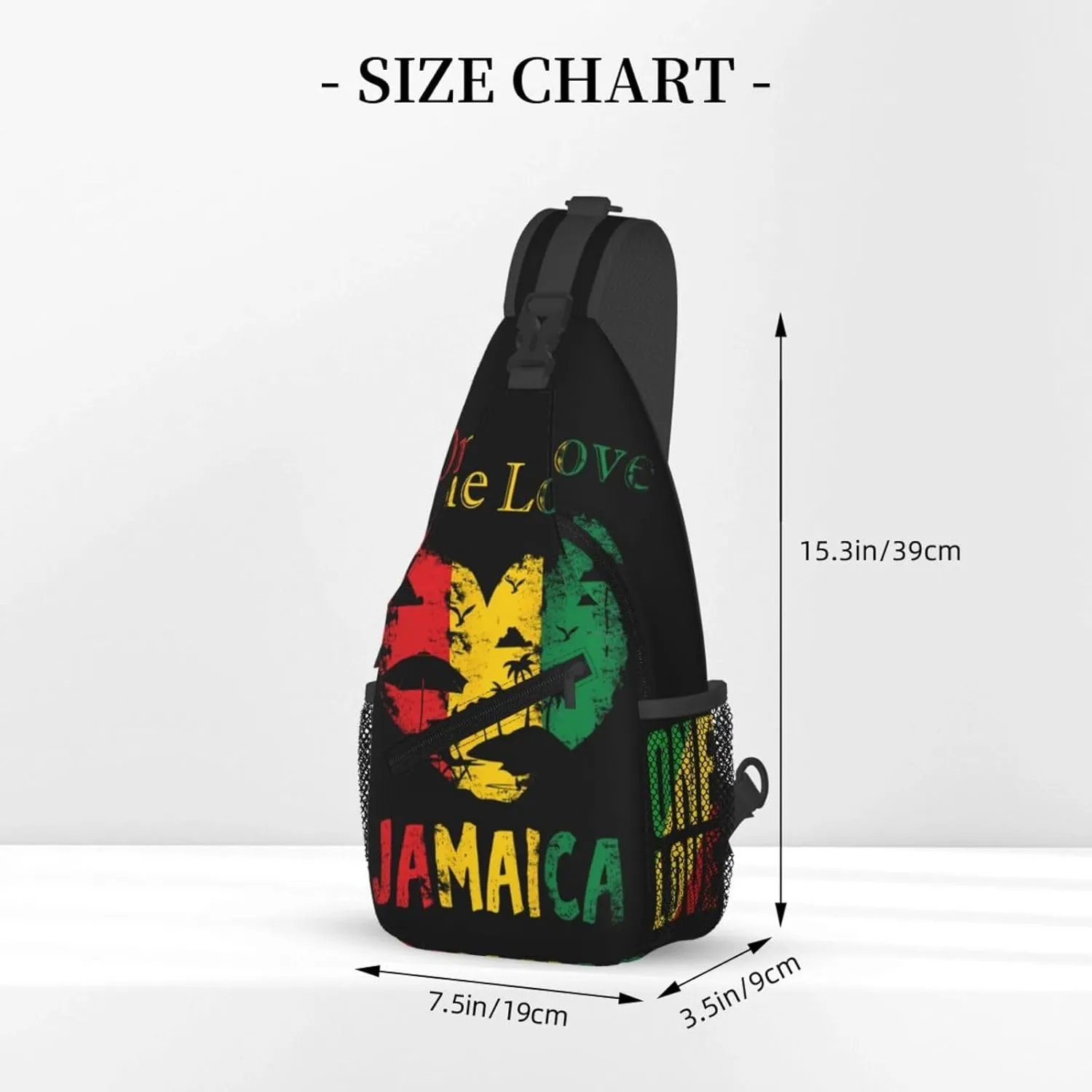 One Loves Jamaican Rasta Reggae Crossbody Sling Bag Chest Bags Casual Shoulder Backpack Sport Fanny Pack Gym Diagonally Daypack with Adjustable Strap for Running