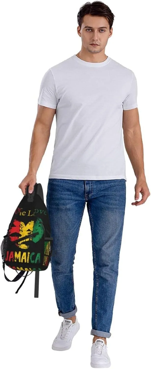One Loves Jamaican Rasta Reggae Crossbody Sling Bag Chest Bags Casual Shoulder Backpack Sport Fanny Pack Gym Diagonally Daypack with Adjustable Strap for Running
