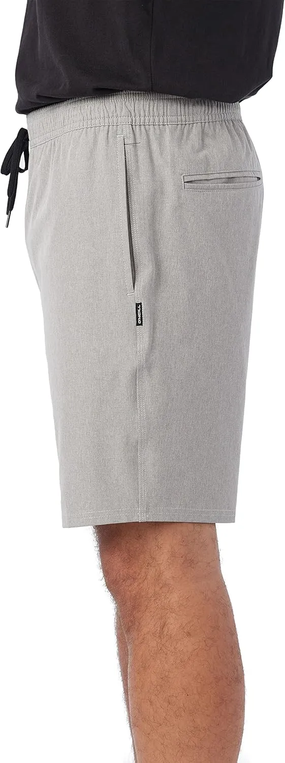 O'NEILL Men's 18 Inch Solid Hybrid Shorts - Water Resistant Mens Shorts with Elastic Waist and Quick Dry Stretch Fabric