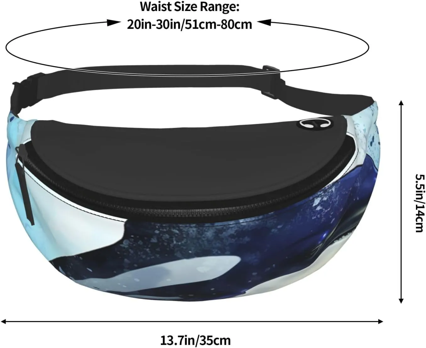Orca Killer Whale Fanny Pack for Women Men Waist Bag Waterproof Belt Bag with Adjustable Strap