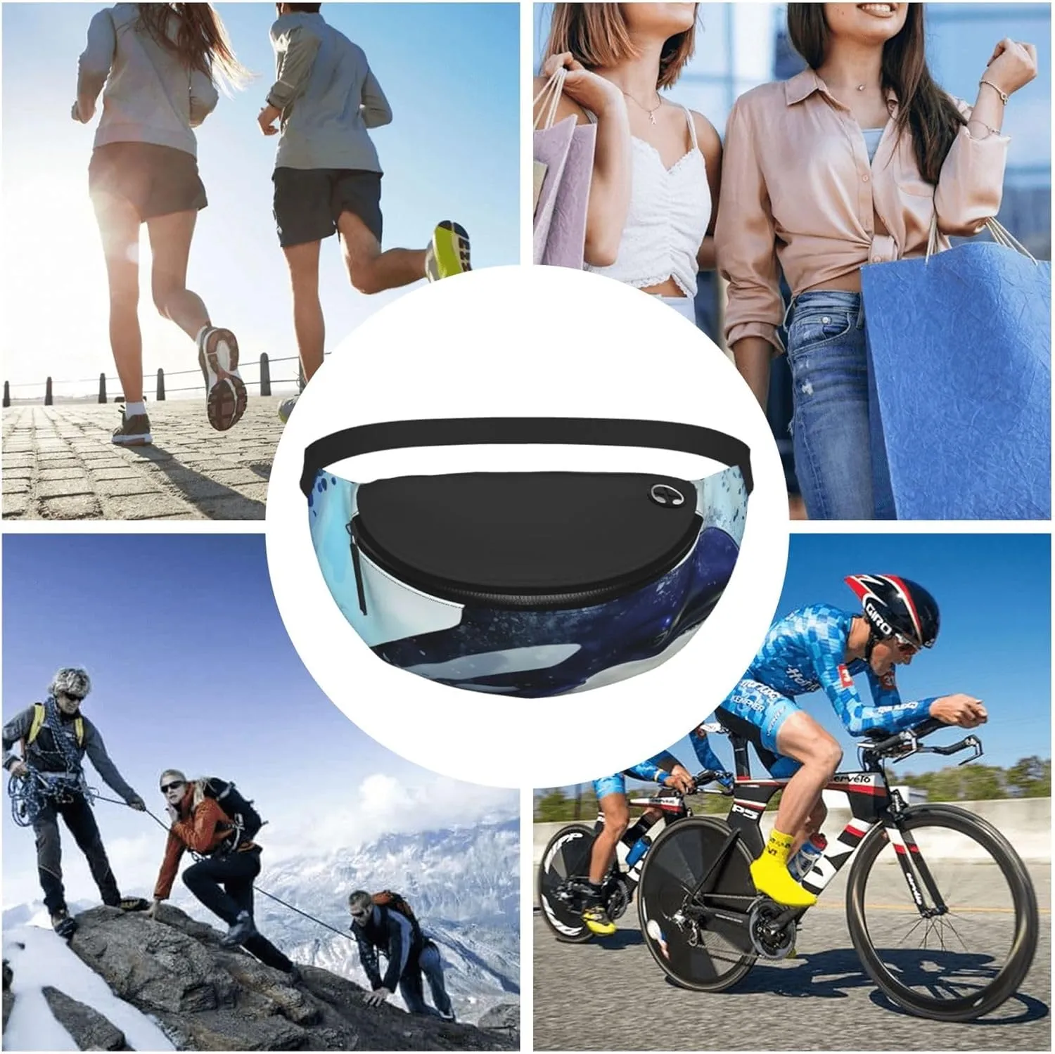 Orca Killer Whale Fanny Pack for Women Men Waist Bag Waterproof Belt Bag with Adjustable Strap