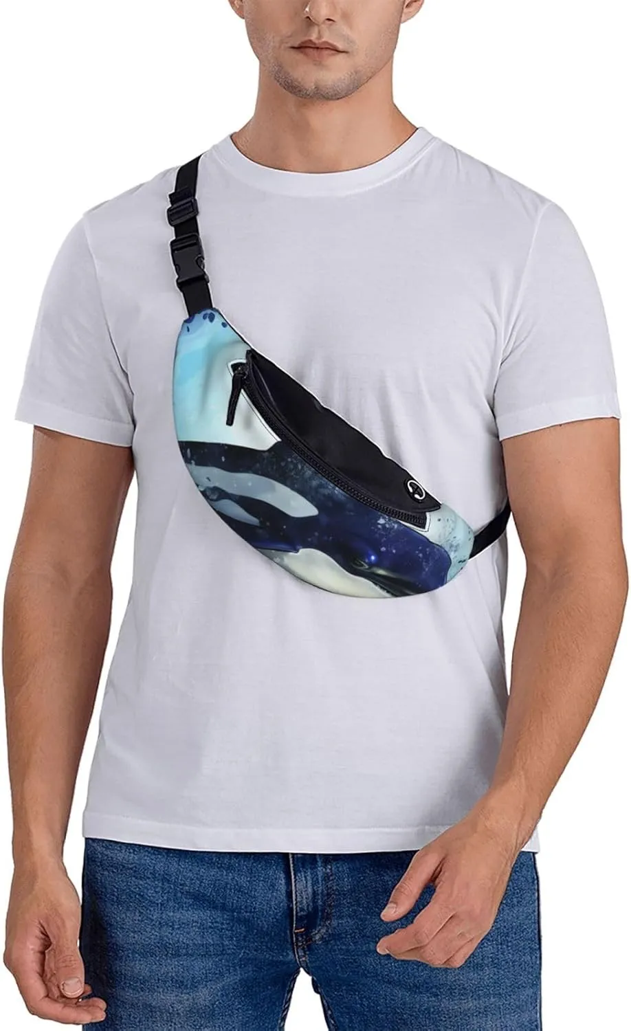 Orca Killer Whale Fanny Pack for Women Men Waist Bag Waterproof Belt Bag with Adjustable Strap
