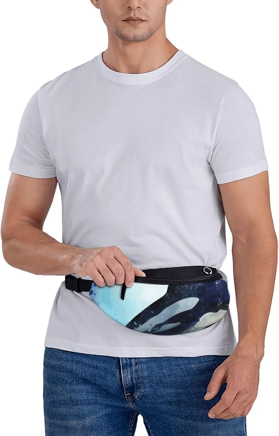 Orca Killer Whale Fanny Pack for Women Men Waist Bag Waterproof Belt Bag with Adjustable Strap