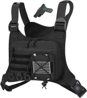 Outdoor Sports Chest Bag for Men, Chest Vest Holster Fits Most Pistols, EDC Travel Chest Pack for Running, Hiking