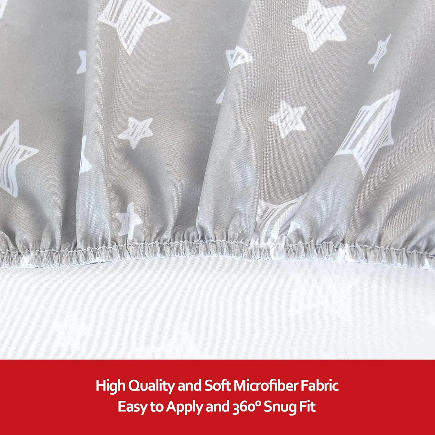 Pack and Play Sheets, 2 Pack Mini Crib Sheets, Stretchy Playard Fitted Sheet, Compatible with Graco Pack n Play, Soft and Breathable Material, Stars & Bunny
