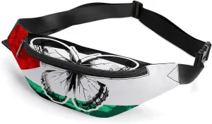 Palestine Flag And Butterflies Crossbody Fanny Pack Waist Packs Adjustable Shoulder Bags Sling Bag for Hiking Running Cycling