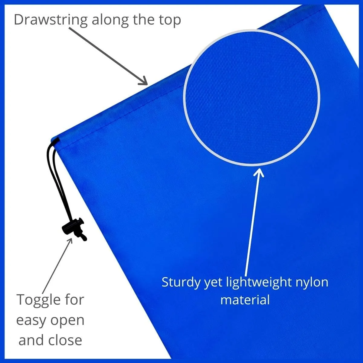 PALTERWEAR Drawstring Bag - Nylon Cinch and Ditty Stuff Pouch with Toggle (10 x 15-12 pack, Blue)