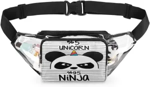 Panda Clear Fanny Pack Stadium Approved Clear Crossbody Belt Bag for Women Men Transparent Waist Bag with Adjustable Strap for Concerts Sports Events Travel