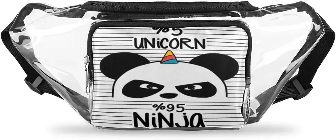Panda Clear Fanny Pack Stadium Approved Clear Crossbody Belt Bag for Women Men Transparent Waist Bag with Adjustable Strap for Concerts Sports Events Travel