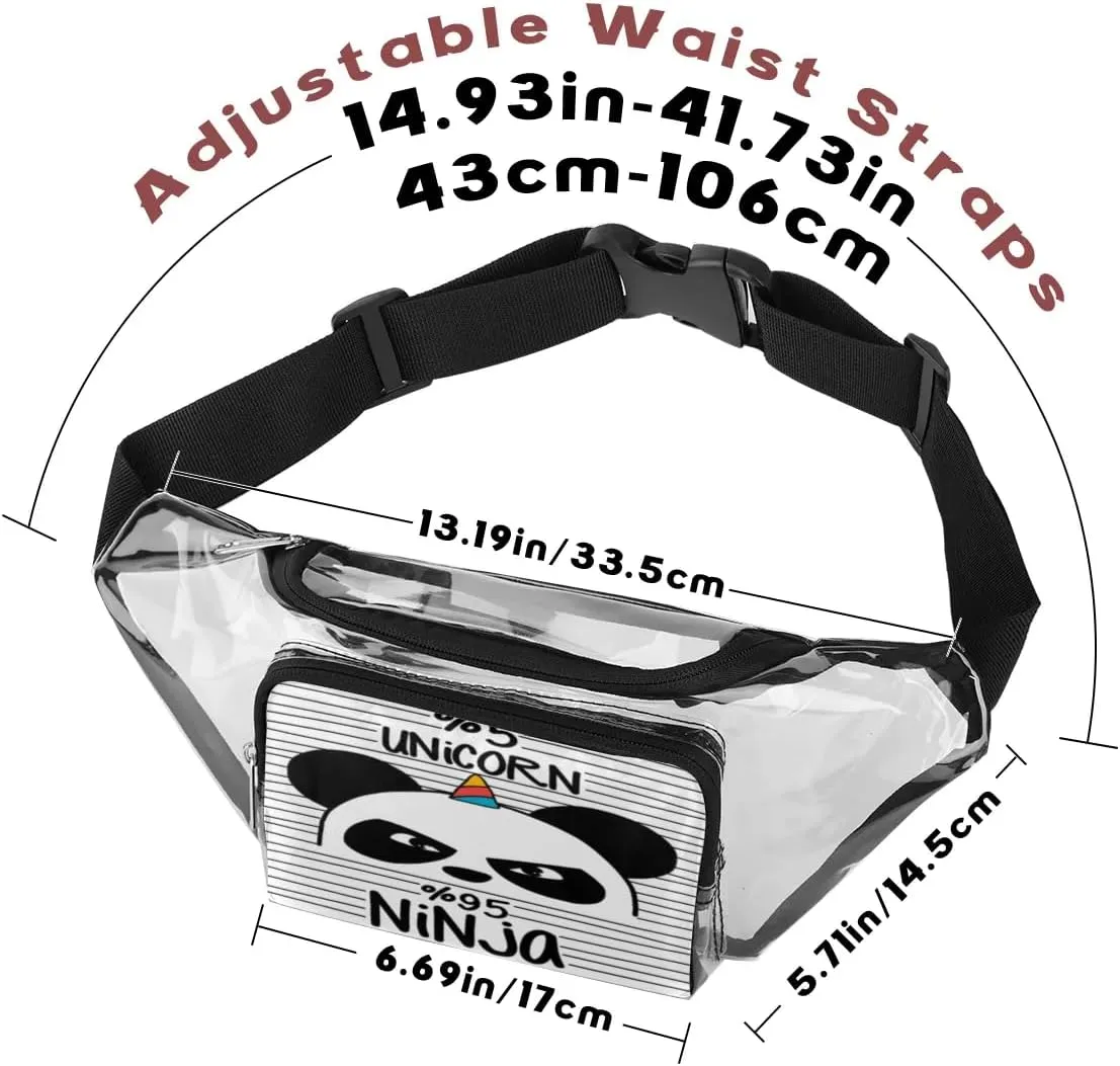 Panda Clear Fanny Pack Stadium Approved Clear Crossbody Belt Bag for Women Men Transparent Waist Bag with Adjustable Strap for Concerts Sports Events Travel
