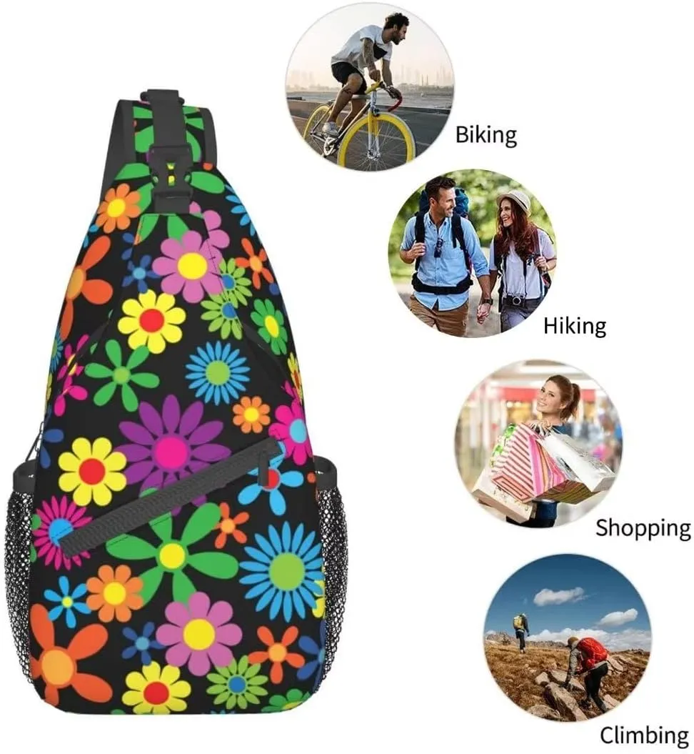 Pattern Printed Sling Bag for Women Men Crossbody Shoulder Backpack Chest Bags Gym Travel Hiking Casual Daypack